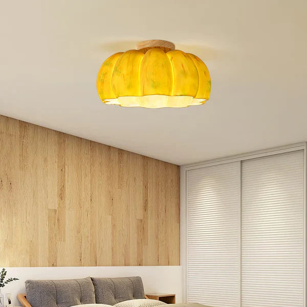 Yellow Pumpkin Ceiling Light