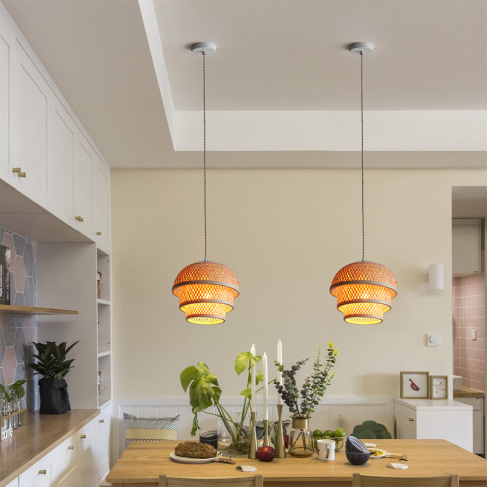 Bamboo Natural Basket Island Pendant Light