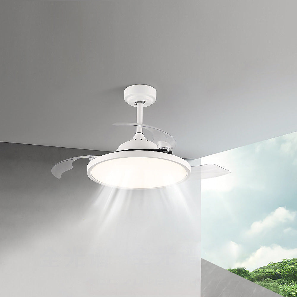 White Simple Flush Ceiling Fan With LED Lights