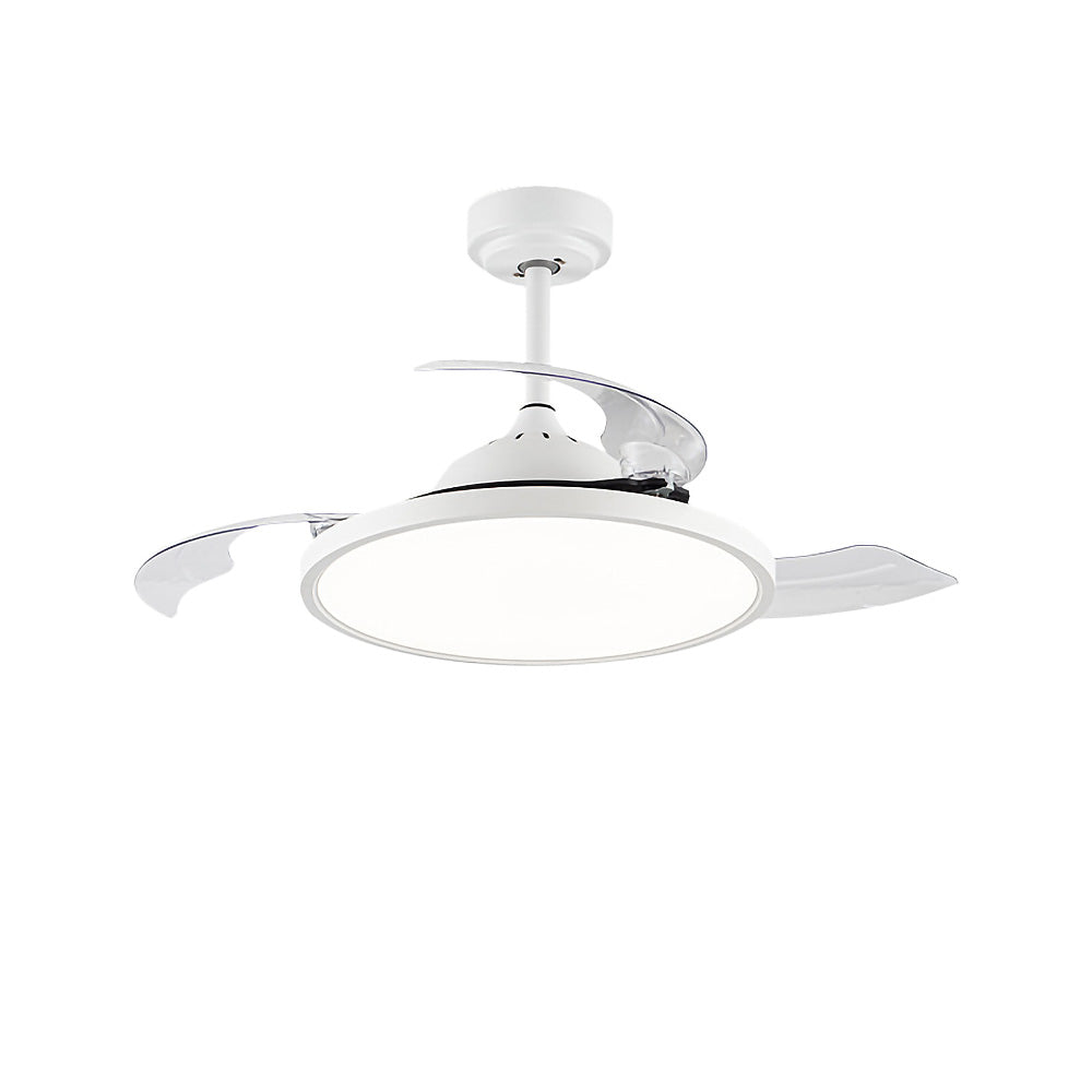 White Simple Flush Ceiling Fan With LED Lights