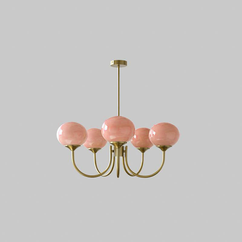 Bubble Pink Glass Marshmallow Chandelier