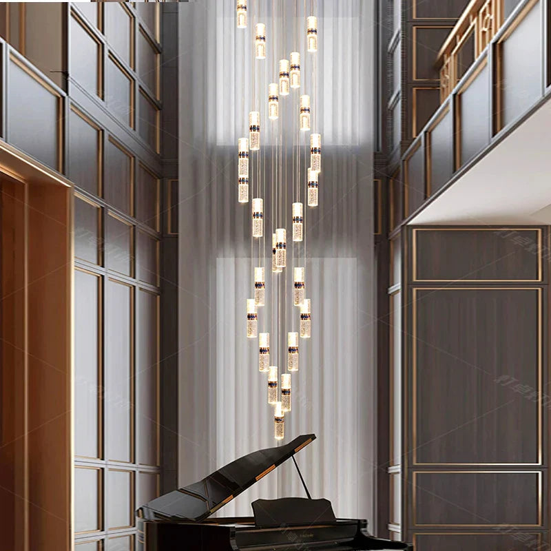 Luxury Crystal Staircase Long Chandelier