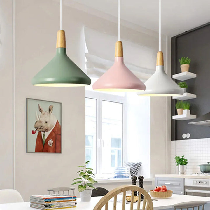 Contemporary Conical Colorful Metal Pendant Lamp