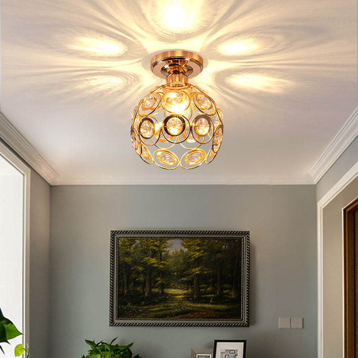 Art Gold Crystal Glass Hallway Ceiling Light