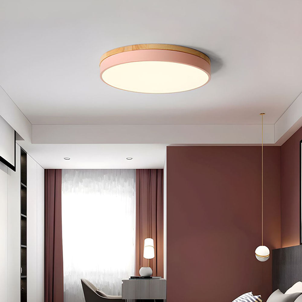 Wooden Round Shape Flush Mount Ceiling Lights