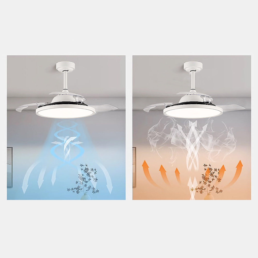 White Simple Flush Ceiling Fan With LED Lights