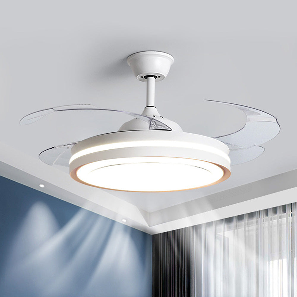 White Metal Remote Control Ceiling Fan With Light