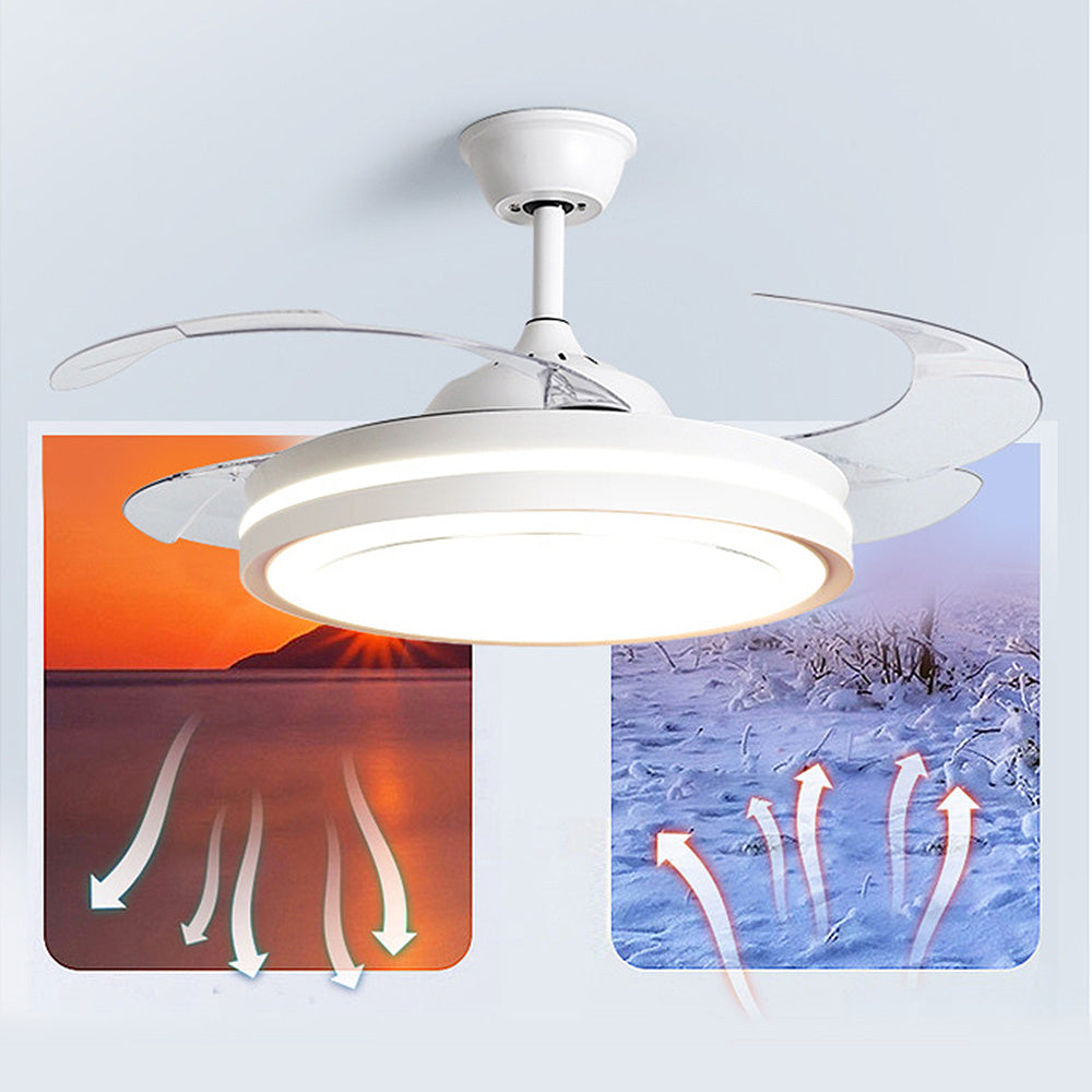 White Metal Remote Control Ceiling Fan With Light