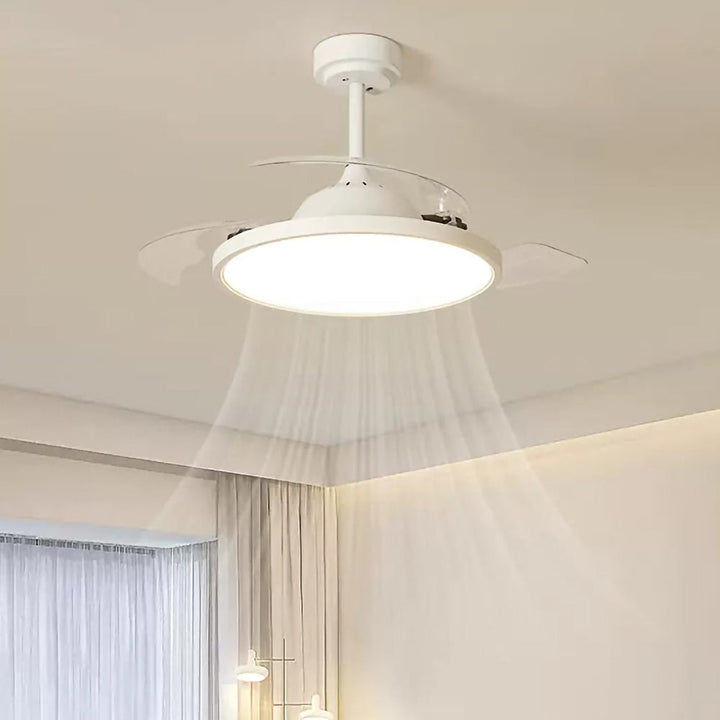 White Simple Flush Ceiling Fan With LED Lights