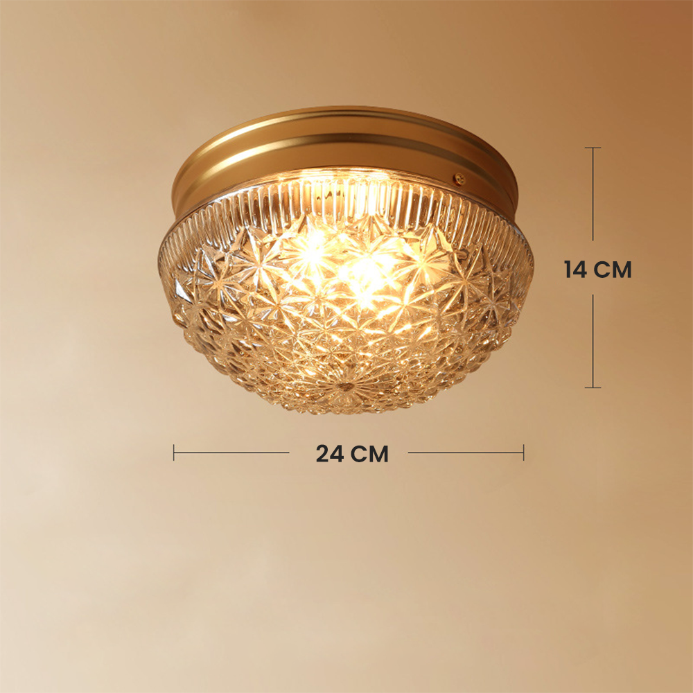 Clear Ribbed Glass Ceiling Light Fixture for Bedroom