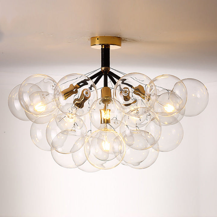 Modern Semi Flush Mount Ceiling Light Glass Bubble Chandelier