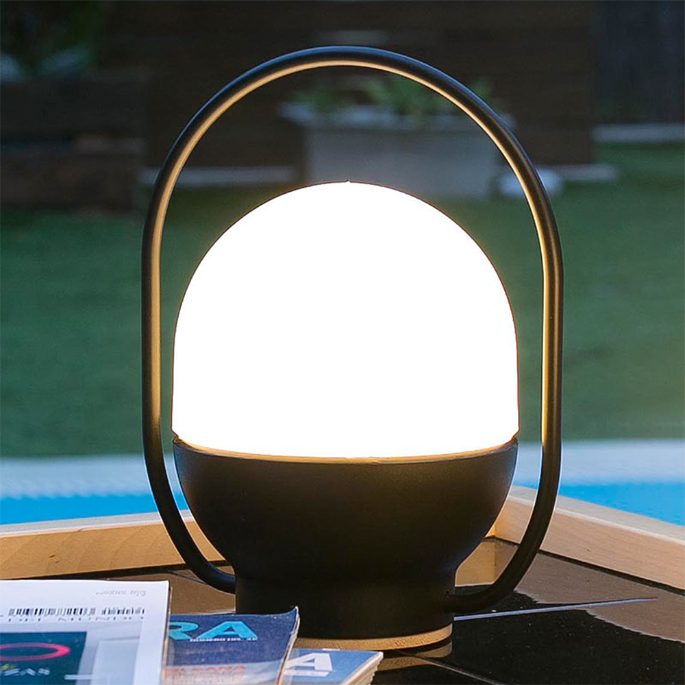 Portable White and Black Indoor / Outdoor Table Lamp