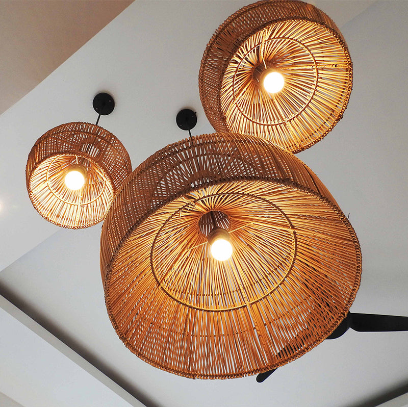 Boho Wicker Lamp Shades Handwoven Kitchen Island Pendant Light