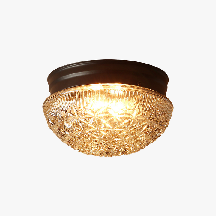 Clear Ribbed Glass Ceiling Light Fixture for Bedroom