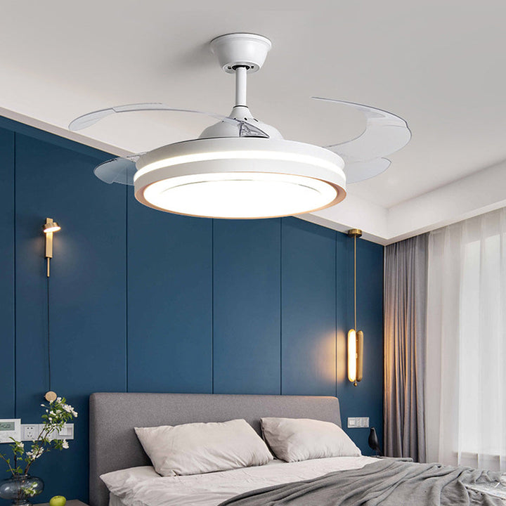 White Metal Remote Control Ceiling Fan With Light