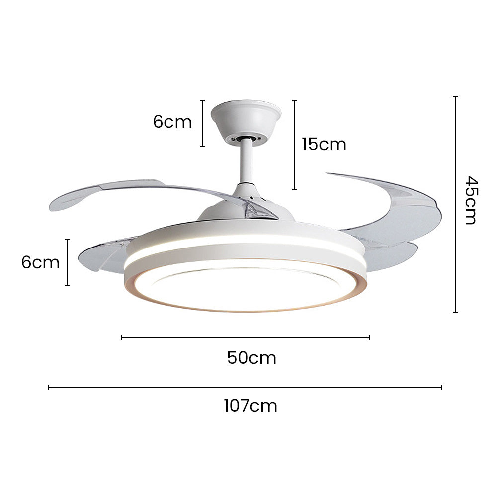 White Metal Remote Control Ceiling Fan With Light