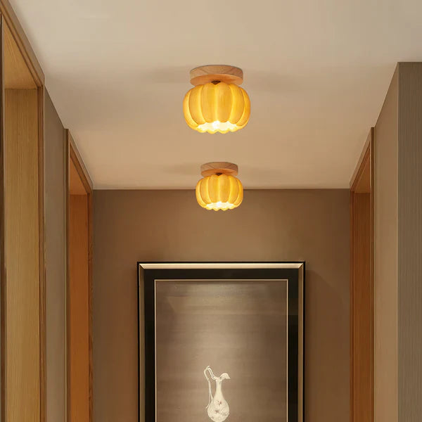 Yellow Pumpkin Ceiling Light