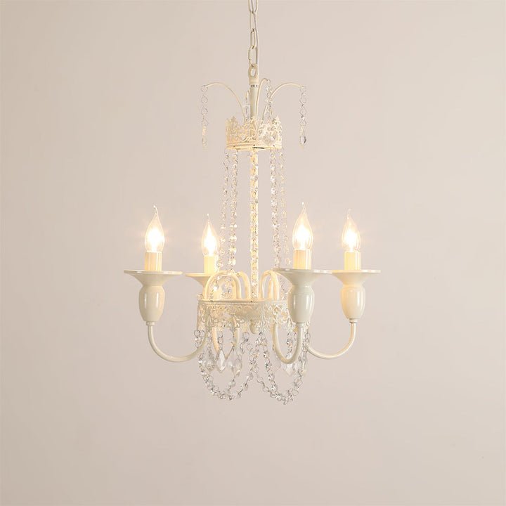 Vintage White Metal & Glass Luxury Chandelier Light