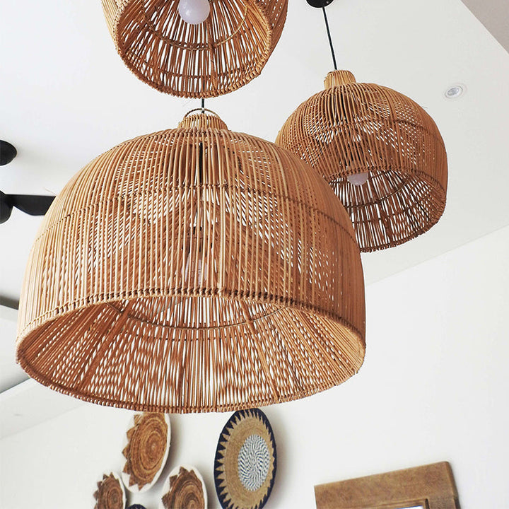 Boho Wicker Lamp Shades Handwoven Kitchen Island Pendant Light