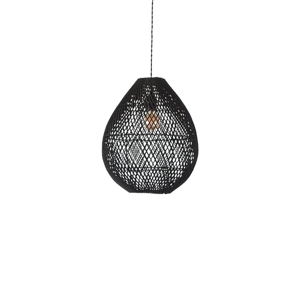 Boho Rattan Handwoven Black Pendant Light