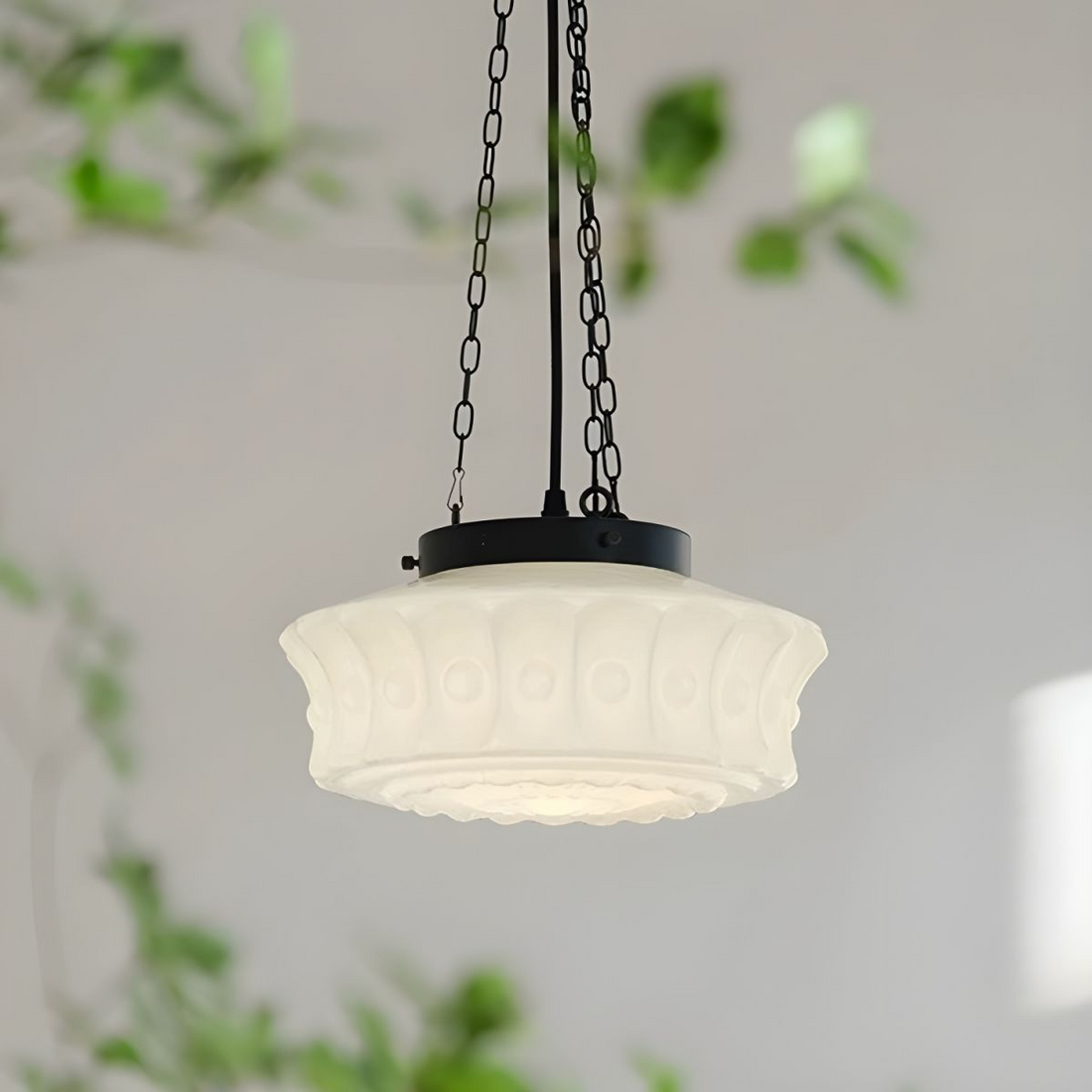 White Vintage Round Pendant Light