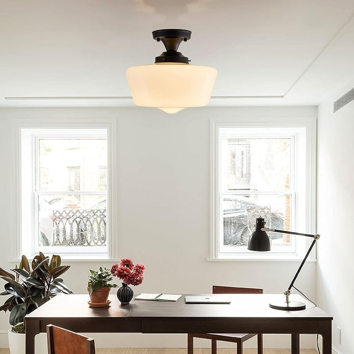 Bauhaus Cream Brass Hallway Ceiling Light