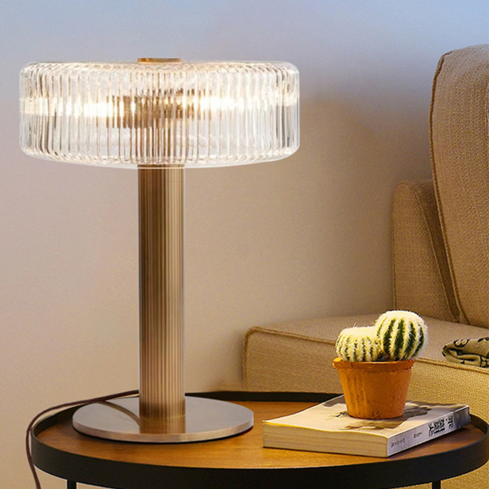 Contemporary Gold Glass Bedroom Table Lamp