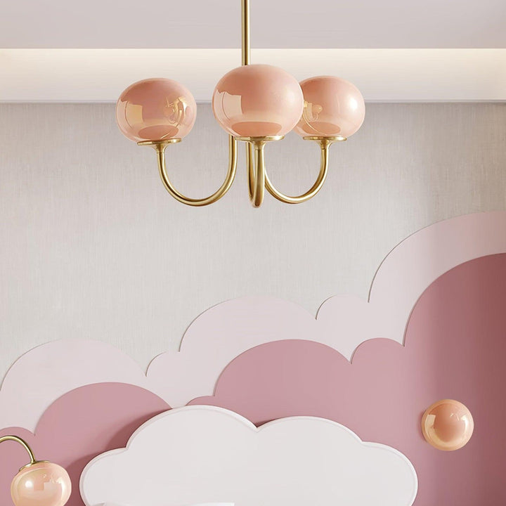 Bubble Pink Glass Marshmallow Chandelier