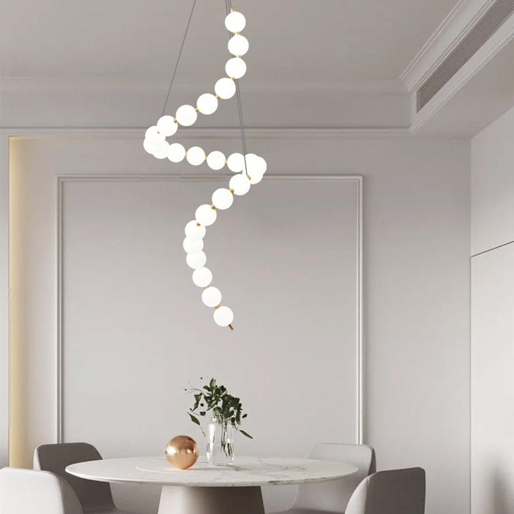 White LED Pearl Necklace Chandelier For Stair