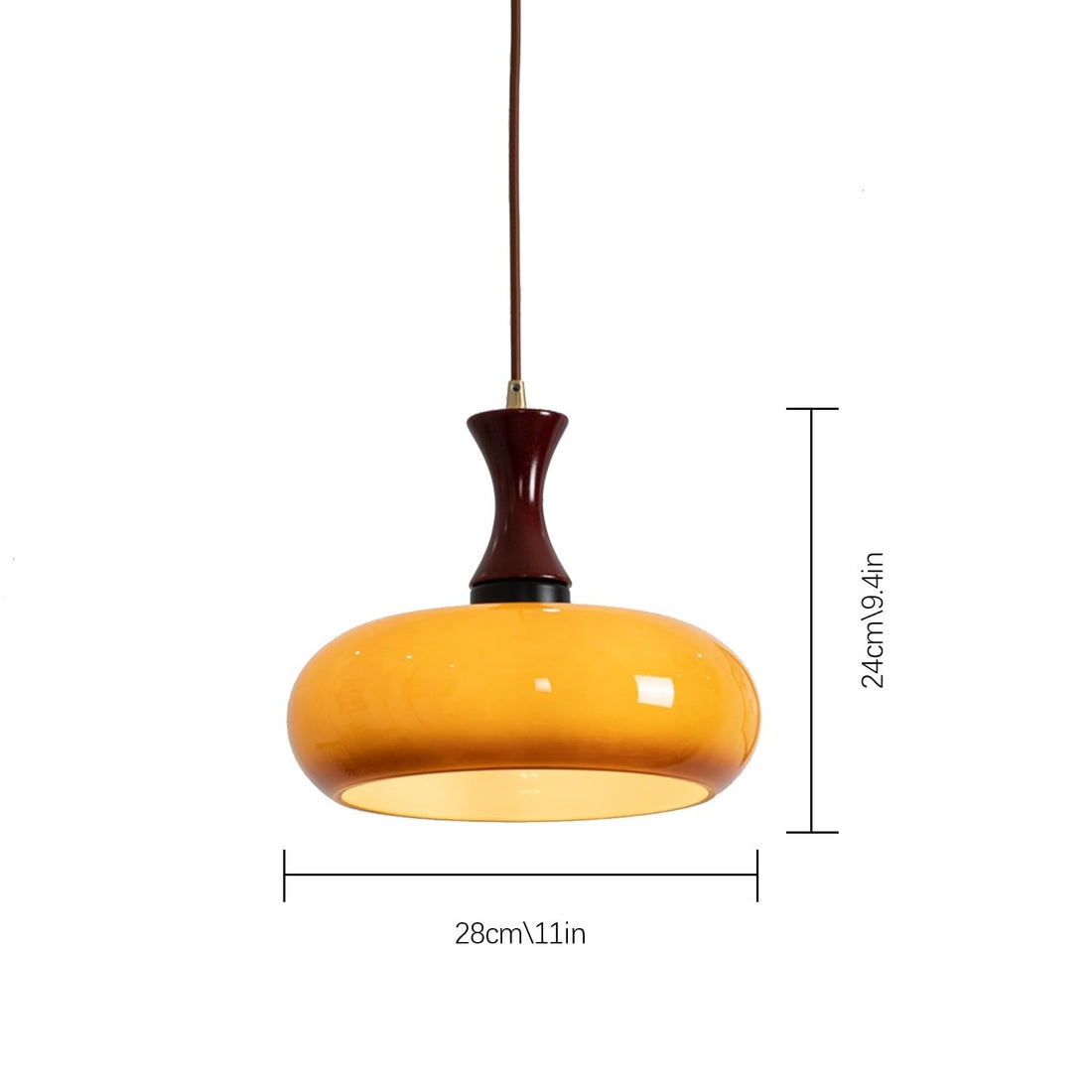 Wooden Yellow Dome Pendant Light for Kitchen Islands