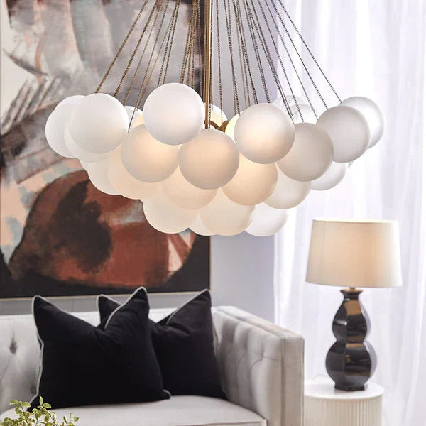 Bubble Chandelier Nordic Frosted Glass Ball Chandelier for Dining Room