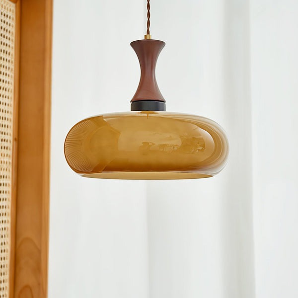 Wooden Yellow Dome Pendant Light for Kitchen Islands