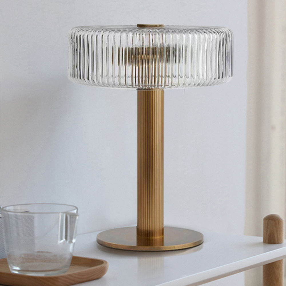 Contemporary Gold Glass Bedroom Table Lamp