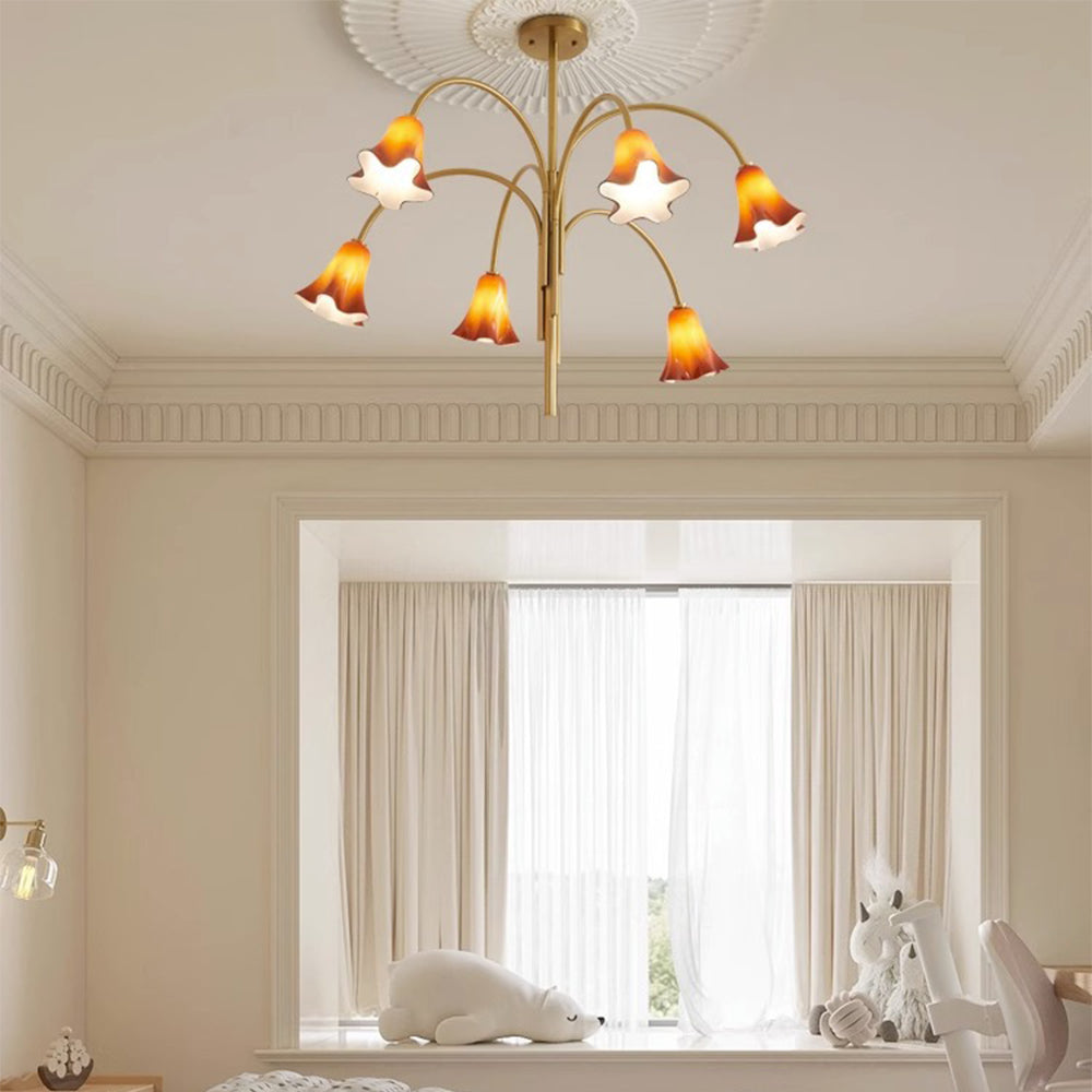 French Vintage Glass Flower Bedroom Chandelier Bauhaus Chandeliers