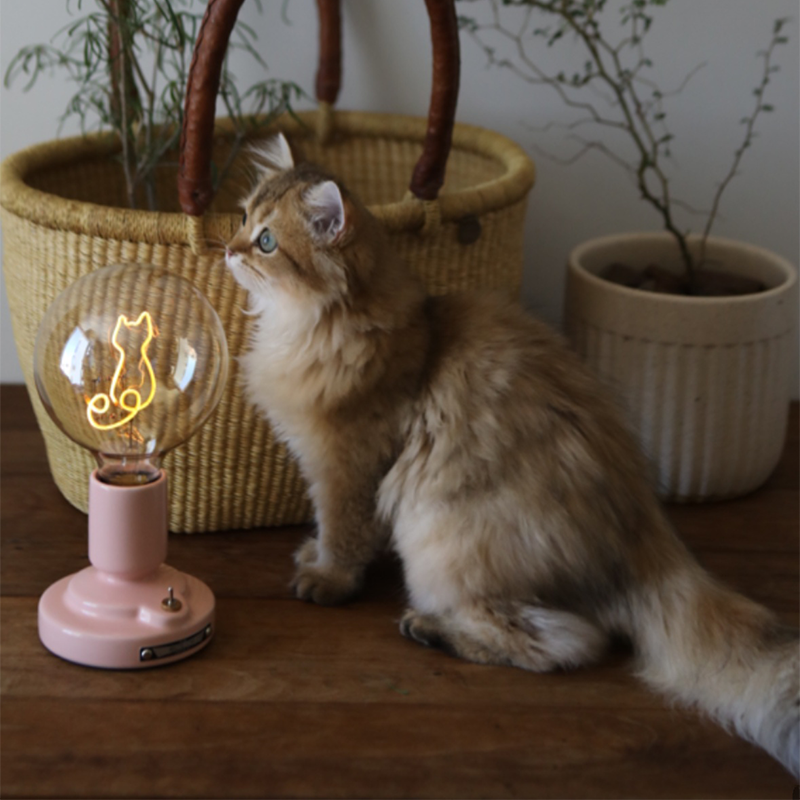 Cute Pink & White Cat Pattern Table Lamp