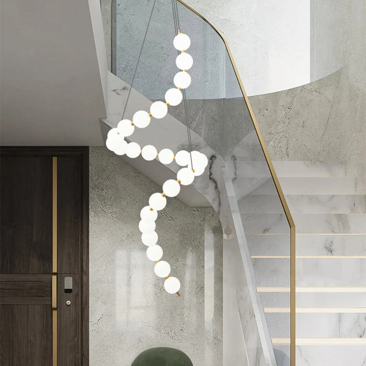 White LED Pearl Necklace Chandelier For Stair