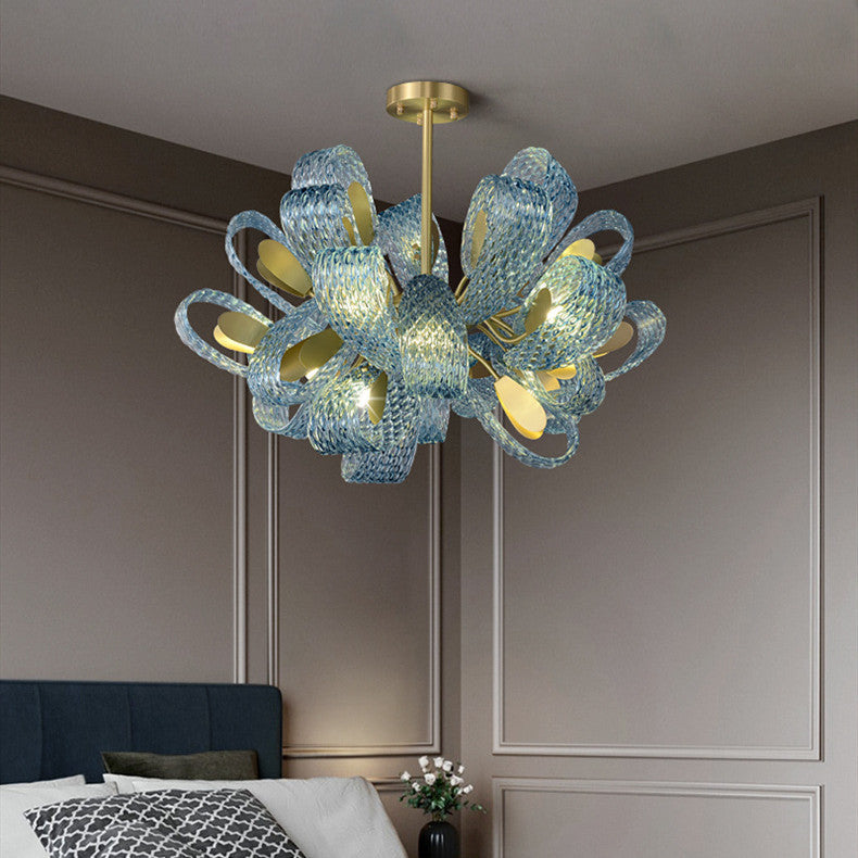 Luxury Style Gorgeous Blue Chandelier Modern Copper Glass Chandelier