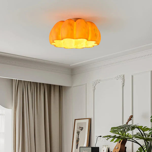 Yellow Pumpkin Ceiling Light