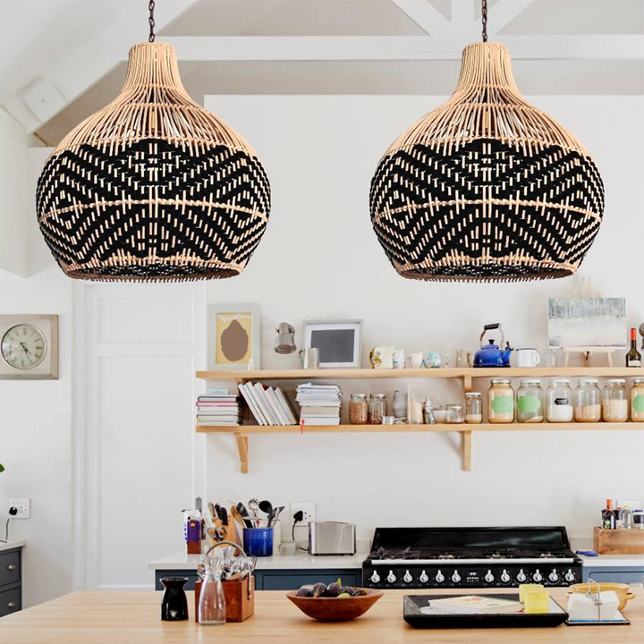 Vintage Ratten Handwoven Pendant Light