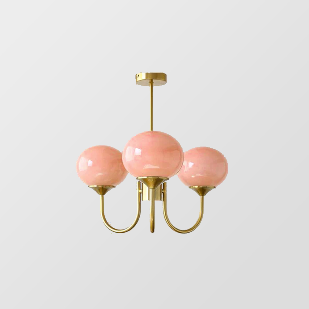 Bubble Pink Glass Marshmallow Chandelier