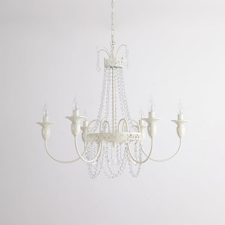 Vintage White Metal & Glass Luxury Chandelier Light