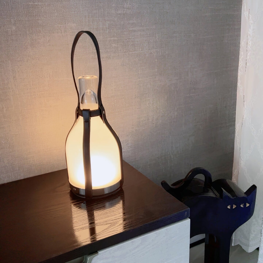 Bell Portable Leather Glass Table Lamp