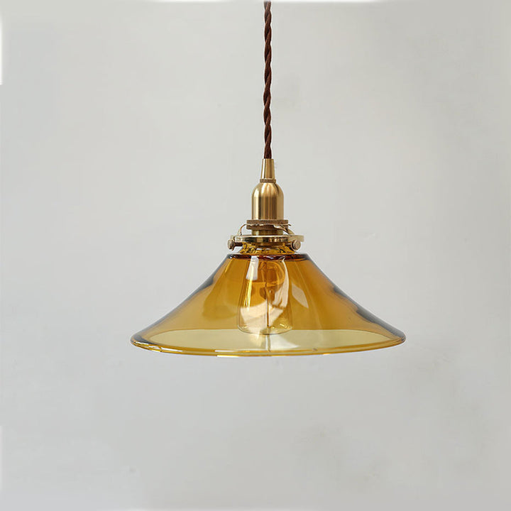 Vintage Single Head Retro Amber Glass Pendant Light