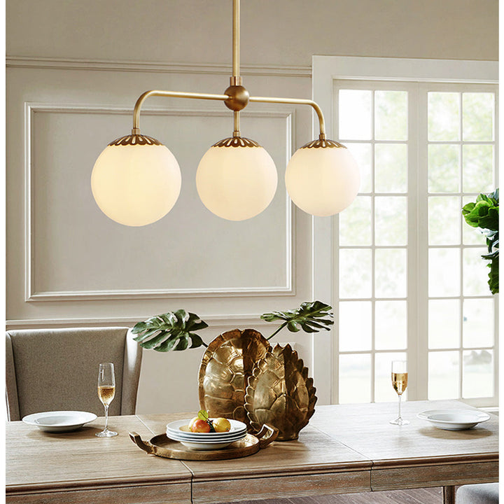 Vintage Glass Ball Brass Chandelier