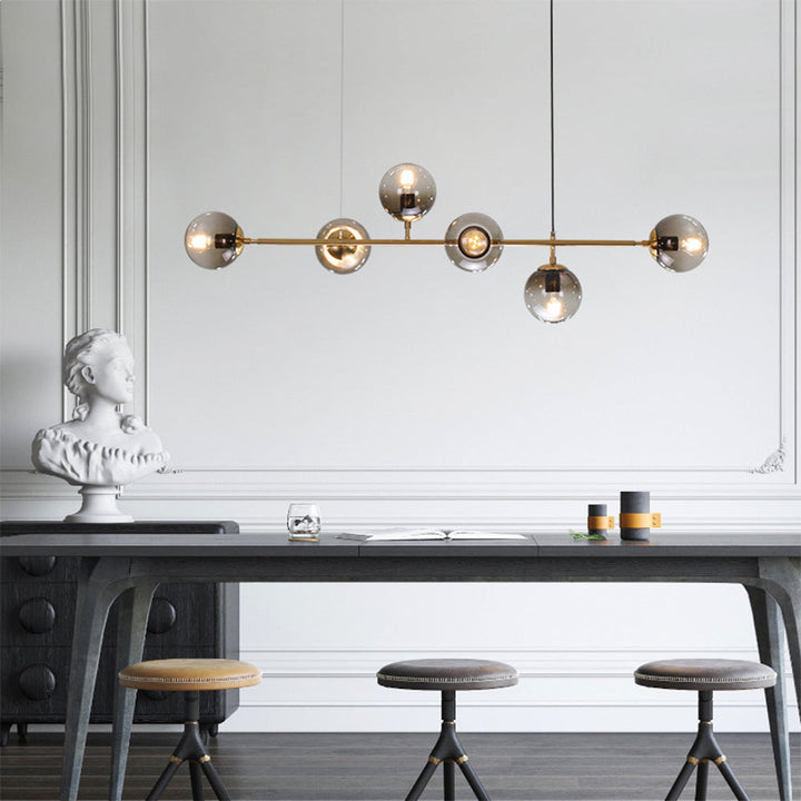 Contemporary Long Rod Glass Bubble Chandelier