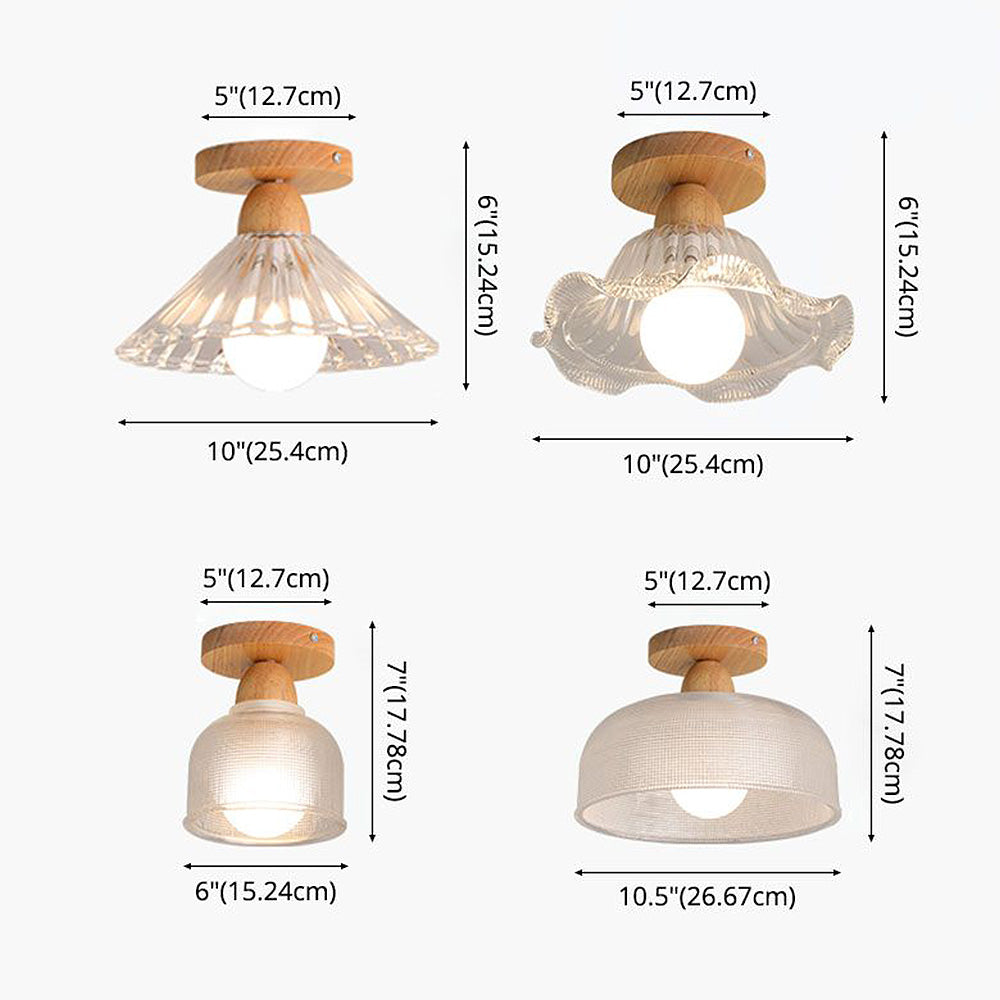 Scandinavian Glass Shaded Semi Flush Ceiling Light