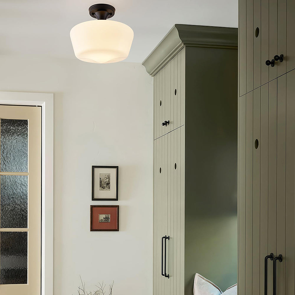 Bauhaus Cream Brass Hallway Ceiling Light