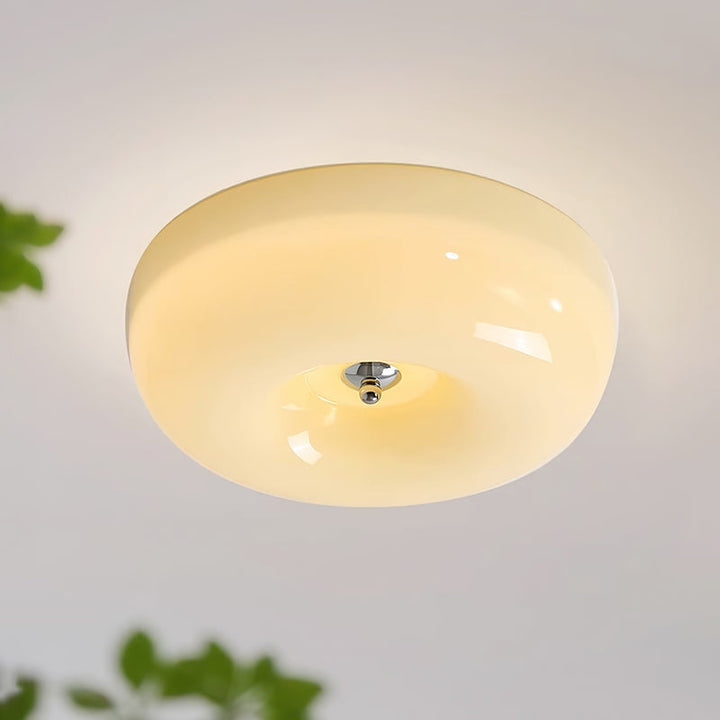 Cream Round Ceiling Lamp Simple Glass Ceiling Light For Bedroom