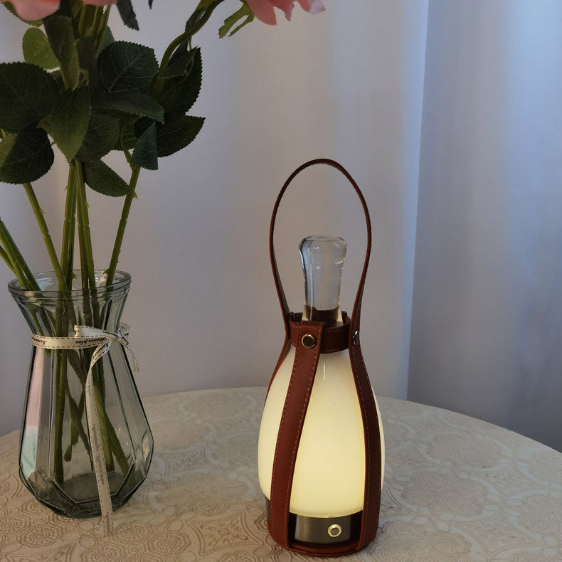 Bell Portable Leather Glass Table Lamp