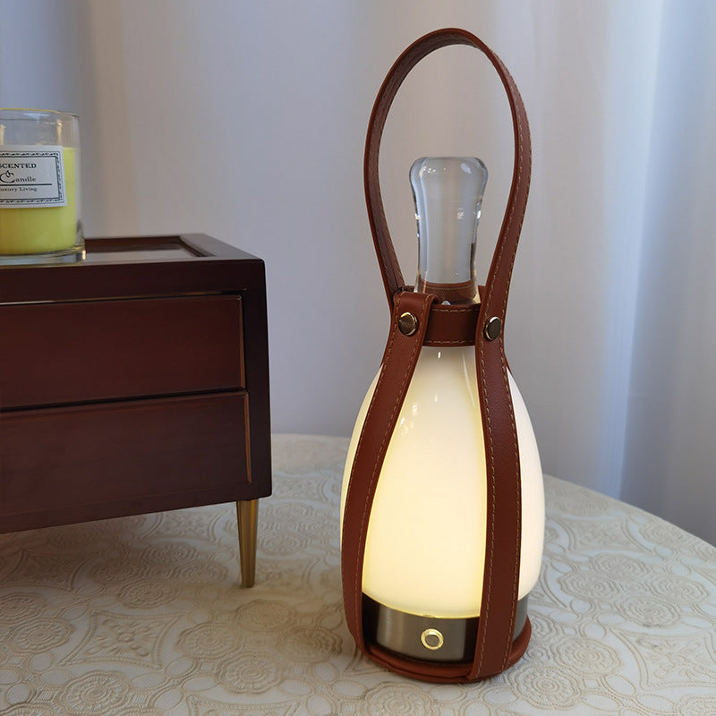 Bell Portable Leather Glass Table Lamp